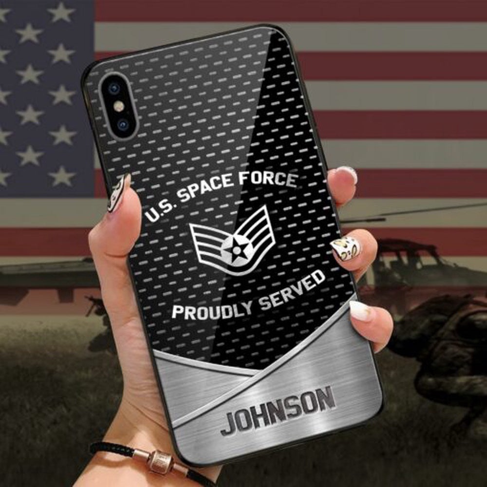 Us Space Force Proudly Served Phone Case, Custom Luminous Phone case, Veteran Phone Case, Military Phone Cases
