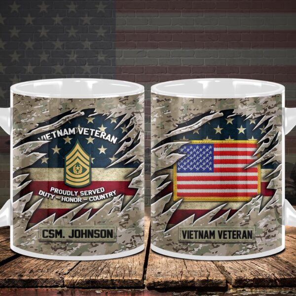 Vietnam Veteran Camo Mug Proudly Served Duty Honor Country Mug, Veteran Coffee Mugs, Military Mug