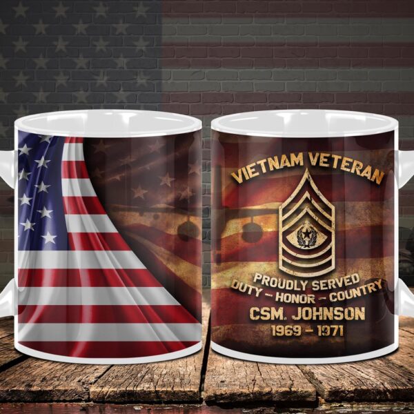 Vietnam Veteran Military Proudly Served, Military Mug American Flag, Veteran Coffee Mugs, Military Mug