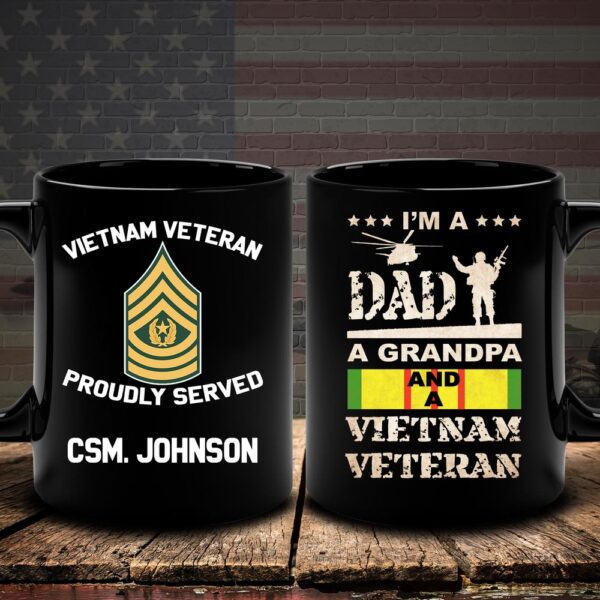 Vietnam Veteran Mug I’m A Dad, Grandpa And A Vietnam Veteran, Veteran Coffee Mugs, Military Mug