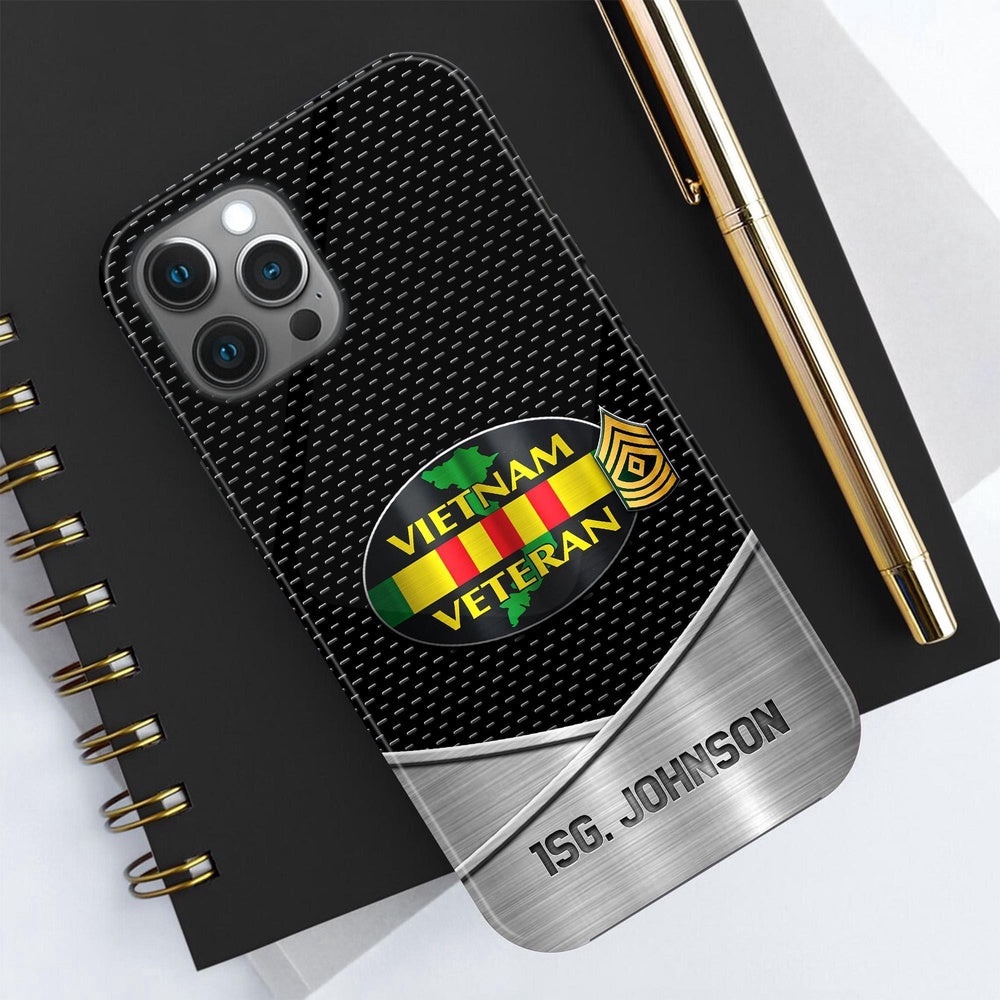 Vietnam Veteran Phone Case Personalized Your Name And Rank, Veteran Phone Case, Military Phone Cases