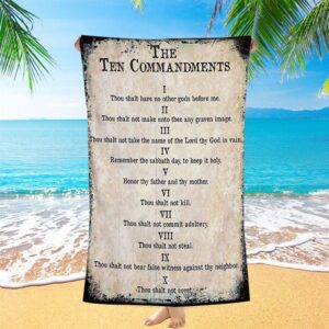 Vintage Ten Commandments Beach Towel, Christian Beach…
