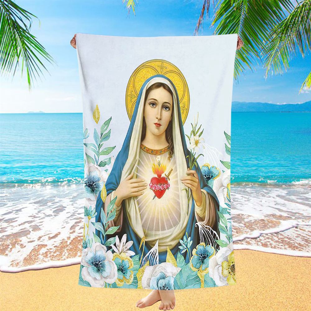Virgin Mary Picture, Mary Mother Of God Beach Towel, Christian Beach Towel, Beach Towel Virgin Mary Picture, Mary Mother Of God Beach Towel, Christian Beach Towel, Beach Towel