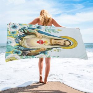 Virgin Mary Picture Mary Mother Of God Beach Towel Christian Beach Towel Beach Towel 2 iaeomg.jpg
