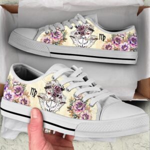 Virgo Zodiac Vintage Flower Low Top Shoes…