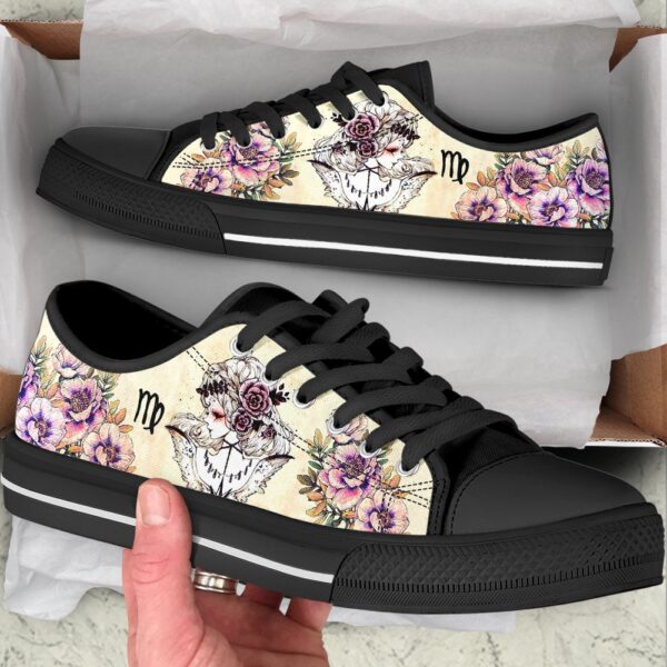 Virgo Zodiac Vintage Flower Low Top Shoes Casual Shoes Gift For Adults, Low Top Designer Shoes, Low Top Sneakers