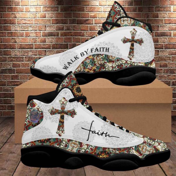 Walk By Faith Boho Design Flower Style Basketball Shoes, Christian Basketball Shoes, Basketball Shoes 2024