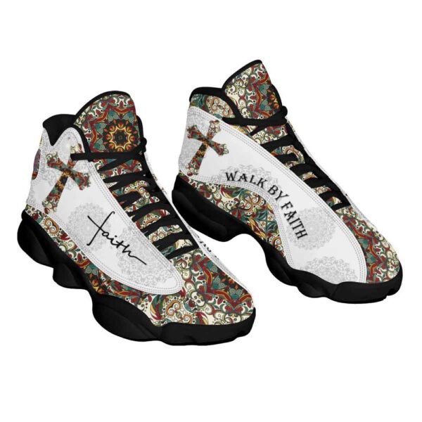 Walk By Faith Boho Design Flower Style Basketball Shoes, Christian Basketball Shoes, Basketball Shoes 2024