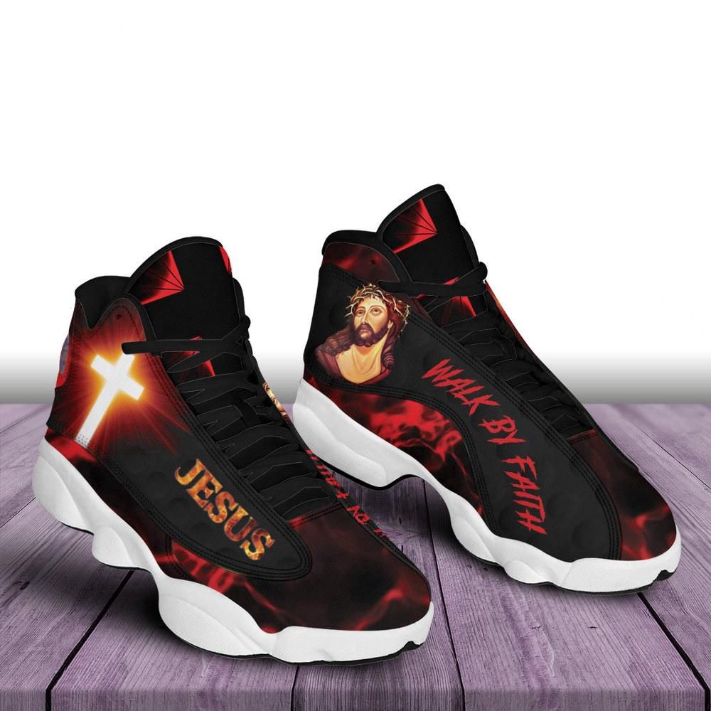 Walk By Faith Jesus Art Basketball Shoes For Men Women, Christian ...