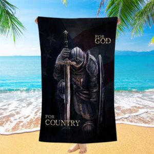 Warrior For God For Country Beach Towel,…