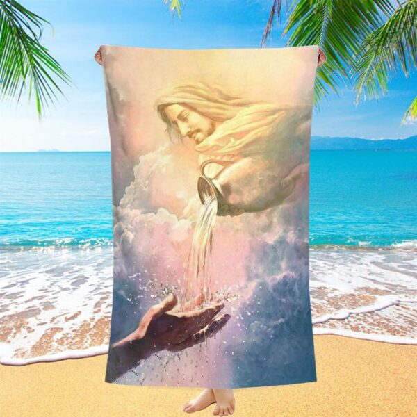 Water Of Life Jesus Beach Towel, Christian Beach Towel, Beach Towel