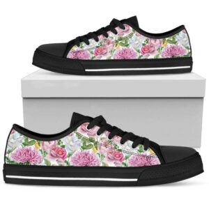 Watercolor Floral Women’s Low Top Shoes Black,…