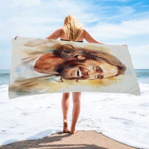 Watercolor Jesus Laughing Beach Towel Christian Beach Towel Beach Towel 2 w9juok.jpg