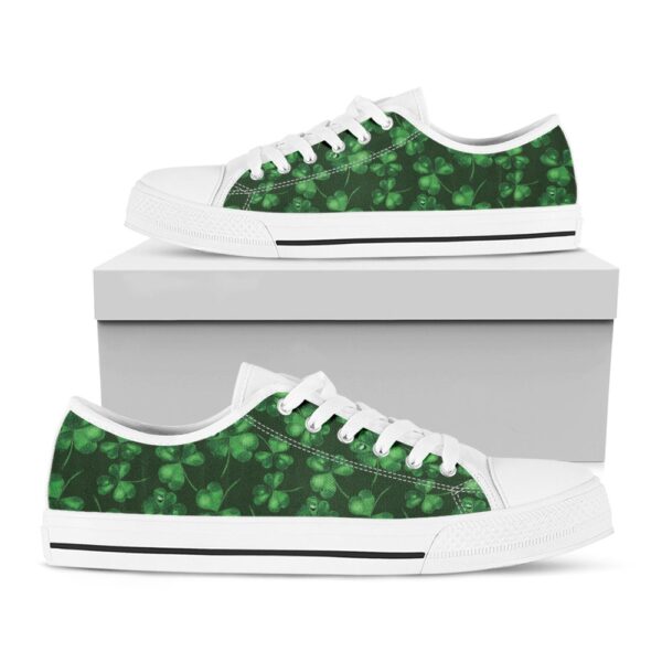 Watercolor Saint Patrick’s Day Print White Low Top Shoes, Low Top Designer Shoes, Low Top Sneakers