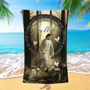 Way Maker Jesus Lambs Beach Towel Pictures Christian Beach Towel Beach Towel 1 r350xs.jpg