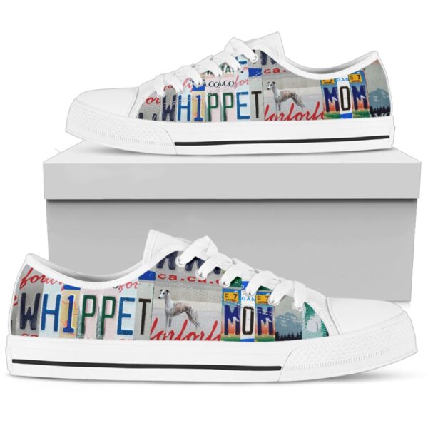 Whippet Print Low Top Canvas Shoes For Women, Custom Athketic Tie Sneakers, Low Top Designer Shoes, Low Top Sneakers