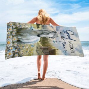 White Horse God Is Good All The Time Beach Towel Christian Beach Towel Beach Towel 2 lxf5ru.jpg