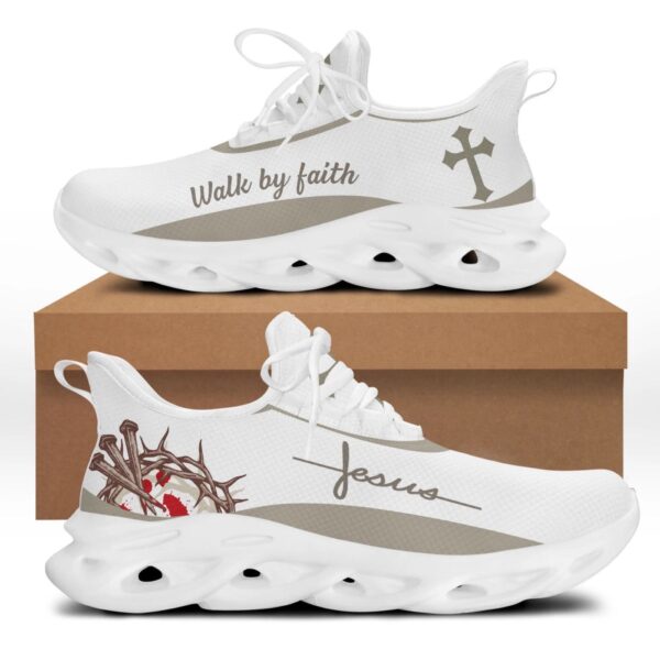 White Jesus Walk By Faith Running Sneakers Max Soul Shoes, Max Soul Sneakers, Max Soul Shoes