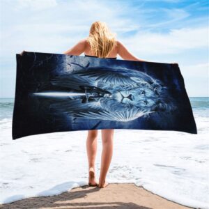 Woman Warrior Lion Of Judah Blue Night Beach Towel Christian Beach Towel Beach Towel 2 rxfstx.jpg