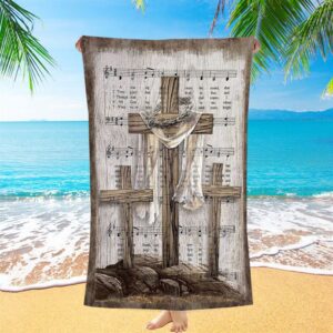 Wooden Cross Amazing Grace Lyrics Beach Towel,…