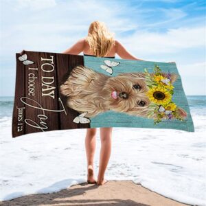 Yorkshire Terrier Dog Today I Choose Joy Beach Towel Christian Beach Towel Beach Towel 2 mjduyl.jpg