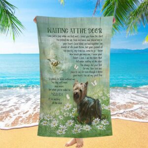 Yorkshire Terrier Dog Waiting At The Door Beach Towel Christian Beach Towel Beach Towel 1 tix46g.jpg
