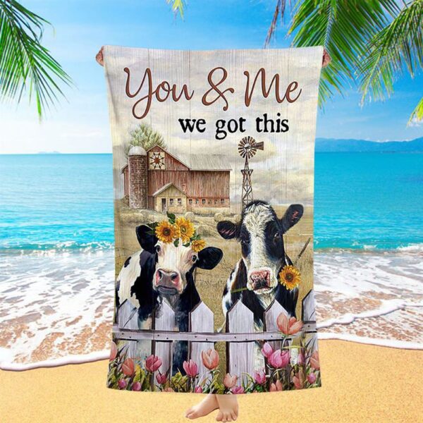 You And Me We Got This Beautiful Cow Windmill Beach Towel, Christian Beach Towel, Beach Towel