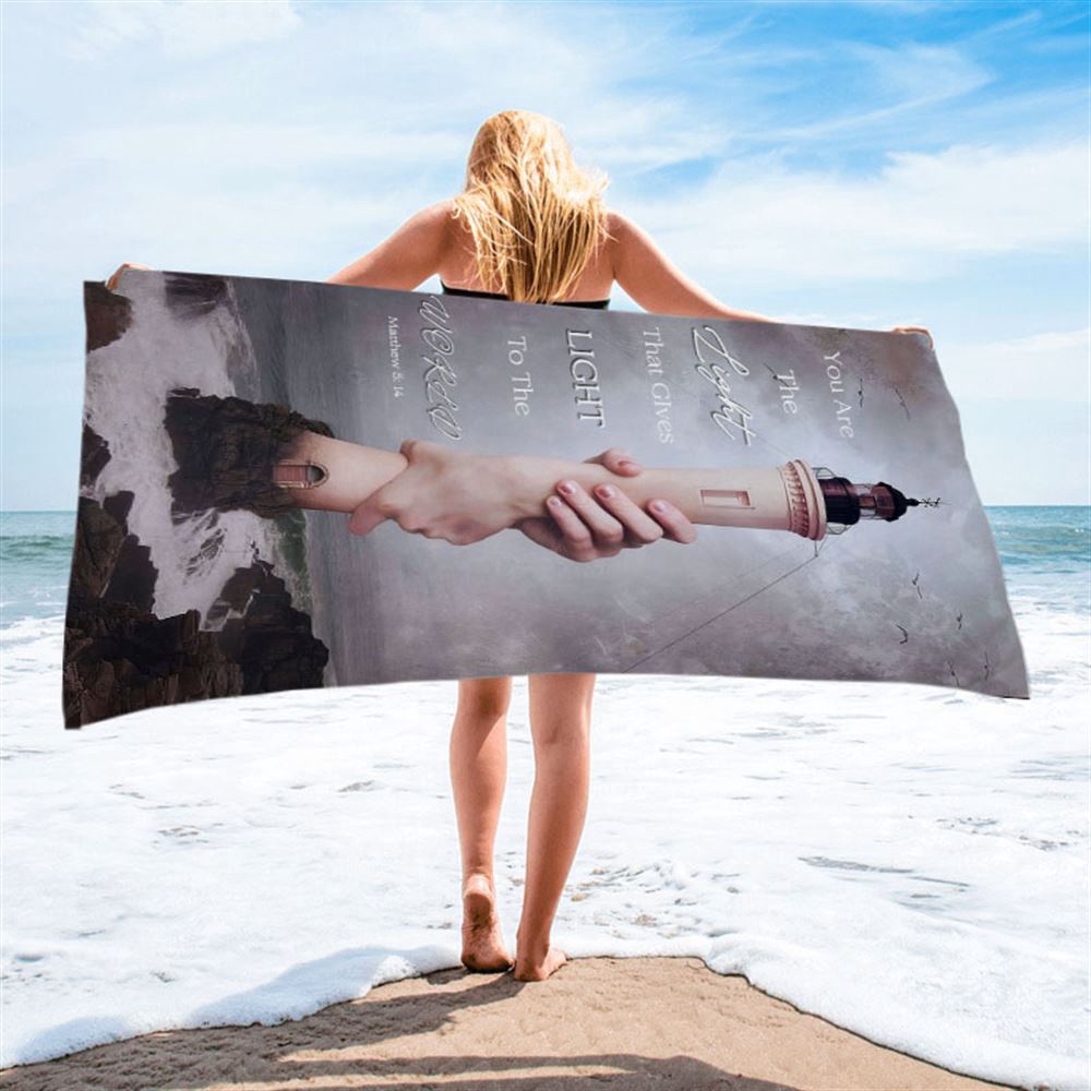 You Are The Light Lighthouse Hand of God Beach Towel, Christian Beach Towel, Beach Towel You Are The Light Lighthouse Hand of God Beach Towel, Christian Beach Towel, Beach Towel