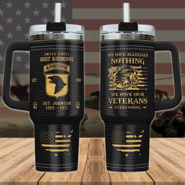 101st Airborne Division Military Custom Name And Year Stanley Tumbler 40Oz, Veteran Tumbler, Military Tumbler