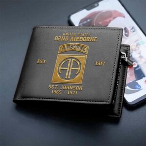 82nd Airborne Men Wallet Custom Your Name And Year, Military Wallet For Soldiers, Veteran Wallet