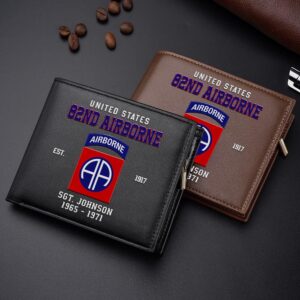 82nd Airborne Military Men Wallet Custom Name…