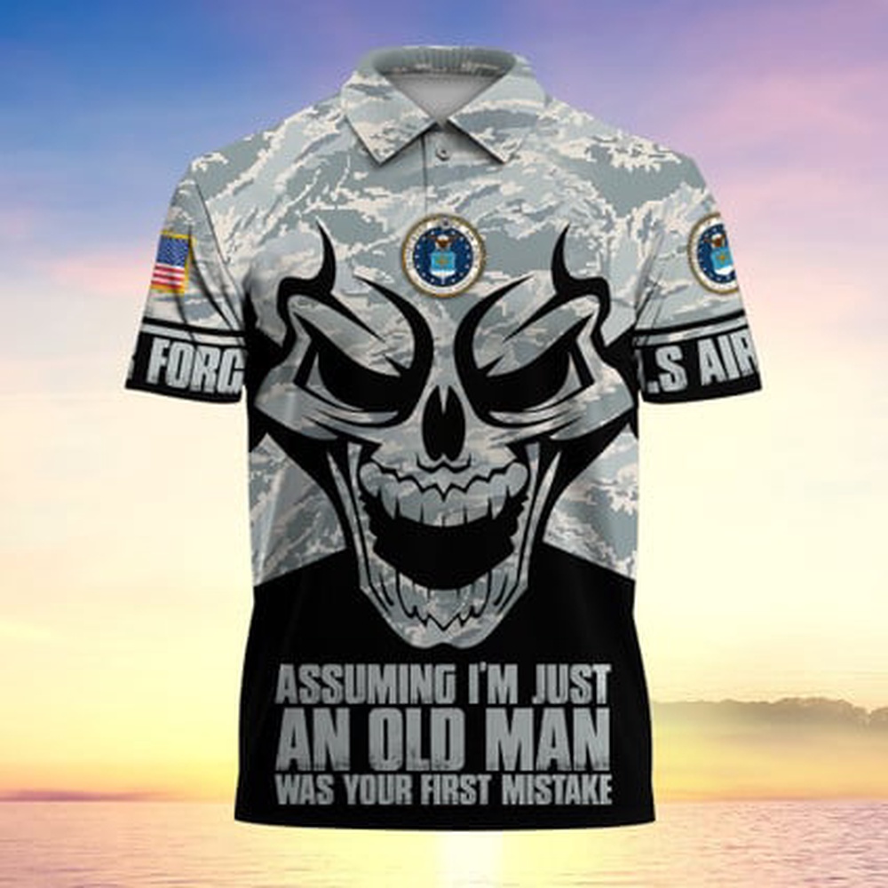 Air Force Veteran Polo Shirt, Assuming I’m Just An Old Man Was Your First Mistake US Air Force Veteran Service Polo Shirt