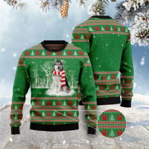 Alaskan Malamute Winter Tree Ugly Christmas Sweater,…