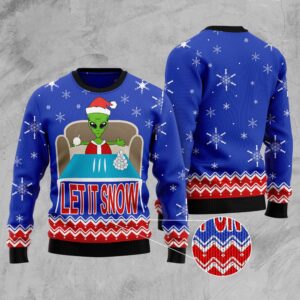 Alien Let It Snow Ugly Christmas Sweater,…