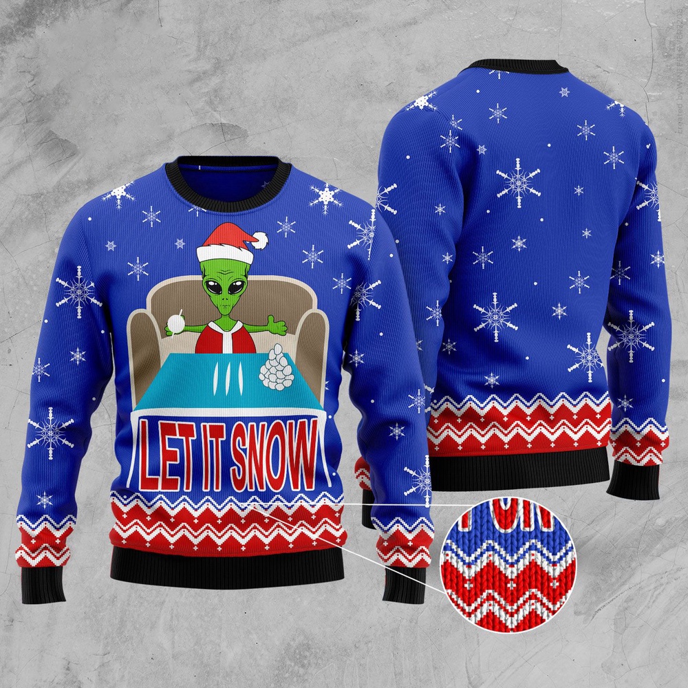 Alien Let It Snow Ugly Christmas Sweater, Christmas Sweater, Ugly Sweater, Funny Xmas Sweaters Alien Let It Snow Ugly Christmas Sweater, Christmas Sweater, Ugly Sweater, Funny Xmas Sweaters