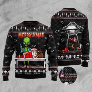 Alien Merry Xmas Ugly Christmas Sweater, Christmas…