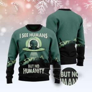 Alien No Humanity Ugly Christmas Sweater, Christmas…