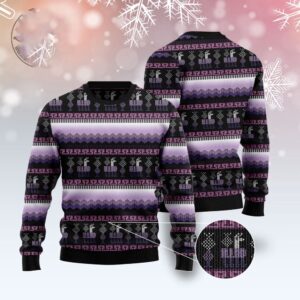 Alpaca Purple Pattern Ugly Christmas Sweater, Christmas…