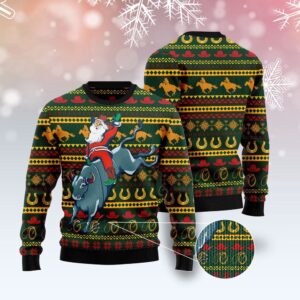 Amazing Cowboy Santa Claus Ugly Christmas Sweater,…