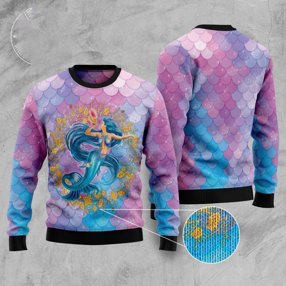 Awesome Mermaid Ugly Christmas Sweater, Christmas Sweater, Ugly Sweater, Funny Xmas Sweaters