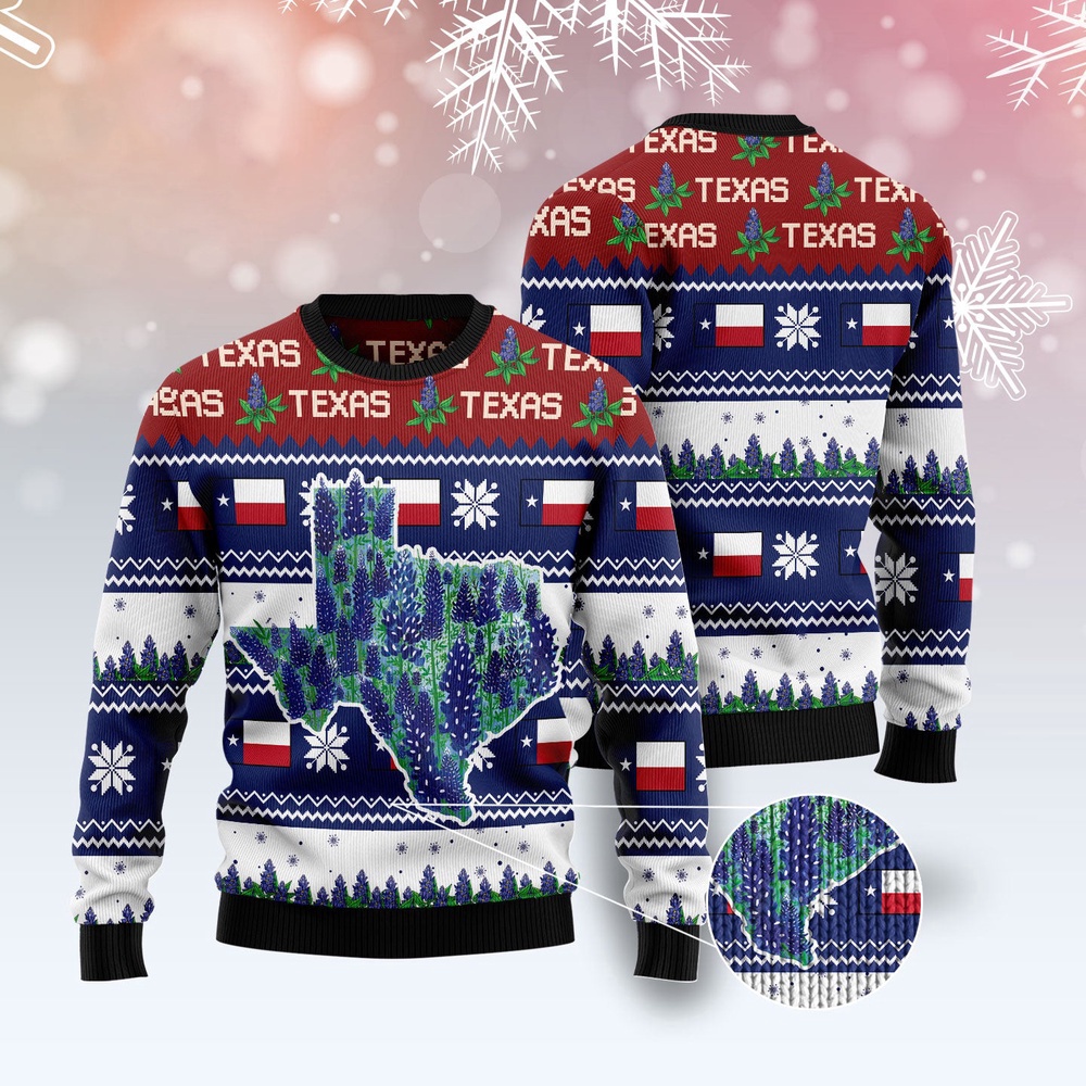 Awesome Texas Bluebonnet Ugly Christmas Sweater, Christmas Sweater, Ugly Sweater, Funny Xmas Sweaters