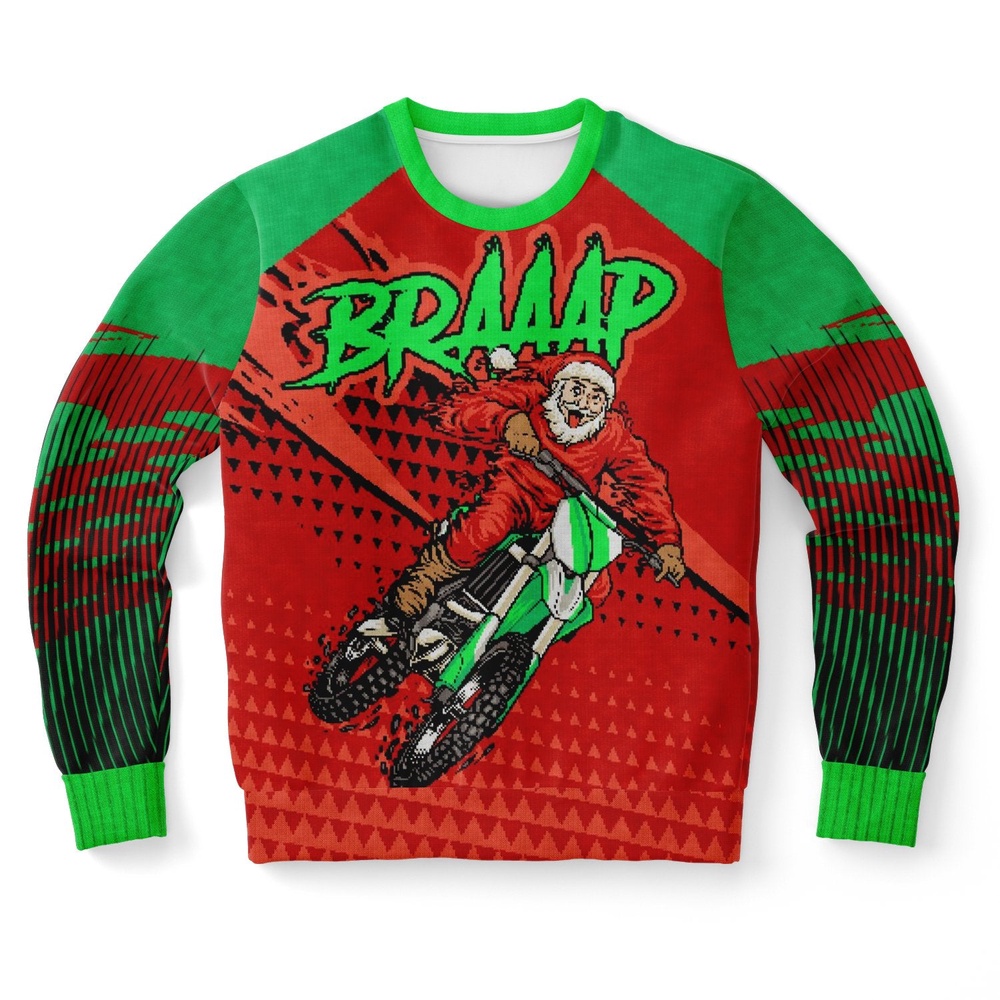 BRAAAP Motorcross Santa Ugly Christmas Sweater, Christmas Sweater, Ugly Sweater, Funny Xmas Sweaters