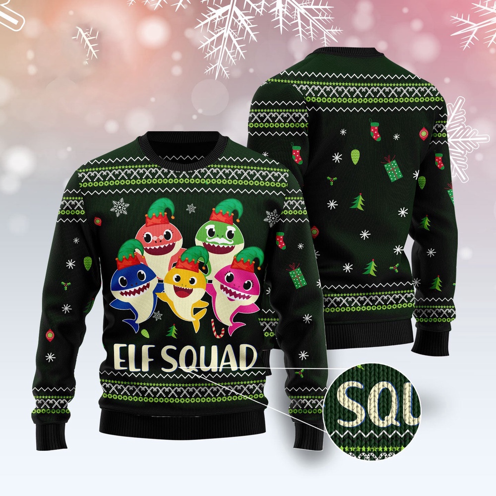 Baby Shark Elf Ugly Christmas Sweater, Christmas Sweater, Ugly Sweater, Funny Xmas Sweaters