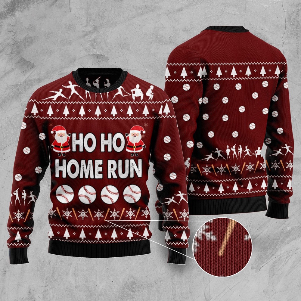Baseball Hoho Home Run Ugly Christmas Sweater, Christmas Sweater, Ugly Sweater, Funny Xmas Sweaters Baseball Hoho Home Run Ugly Christmas Sweater, Christmas Sweater, Ugly Sweater, Funny Xmas Sweaters