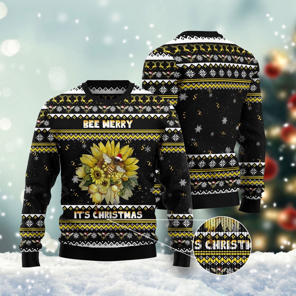 Bee Merry It’S Time Ugly Christmas Sweater, Christmas Sweater, Ugly Sweater, Funny Xmas Sweaters Bee Merry It’S Time Ugly Christmas Sweater, Christmas Sweater, Ugly Sweater, Funny Xmas Sweaters