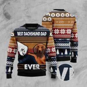 Best Dachshund Dad Ever Ugly Christmas Sweater,…