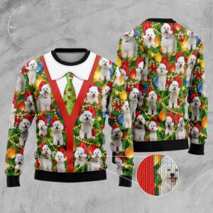 Bichon Xmas Pine Ugly Christmas Sweater, Christmas…