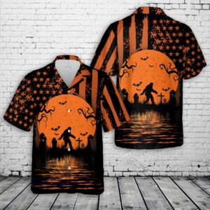 Bigfoot Halloween Hawaiian Shirt, Halloween Hawaiian Shirt,…