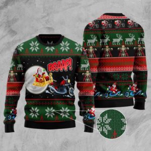 Biker Santa Xmas Ugly Christmas Sweater, Christmas…