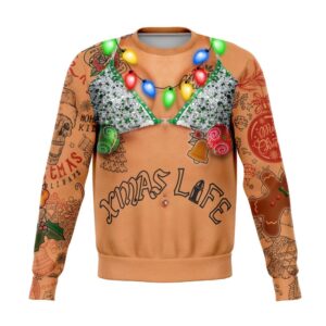 Bikini Xmas Life Tattoo Christmas Ugly Sweater,…